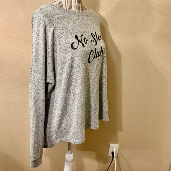 Free Press Sweatshirt Large “No Sleep Club” Script Oversized Rayon Poly Spandex - Picture 4 of 15